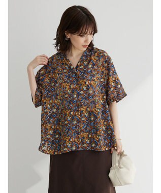 Green Parks 柄開襟シャツ Brown