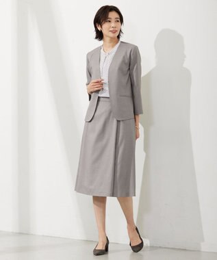 J.PRESS LADIES S 【セットアップ対応・洗える・UVケア・速乾】 OXIJEWELストレッチ スカート ライトグレー系