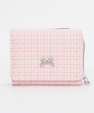 WEGO ビジューリボンツイードウォレット ピンク