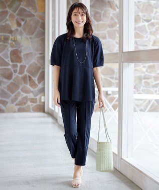 Tiaclasse 【洗える・接触冷感・紫外線ケア・サラごこち】選べるパンツ(テーパード/ワイド） ネイビー：テーパード