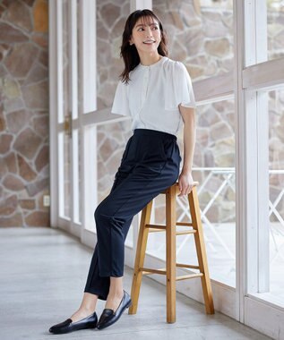 Tiaclasse 【洗える・接触冷感・紫外線ケア・サラごこち】選べるパンツ(テーパード/ワイド） ネイビー：テーパード