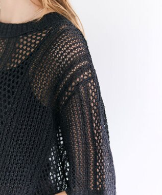 BEIGE， ATACAM / パターンメッシュ ハーフニット Black