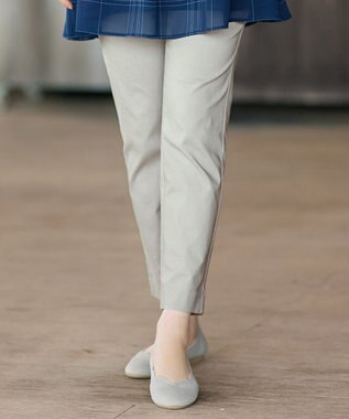 Tiaclasse L 麻混ストレッチテーパードパンツ ライトグレー