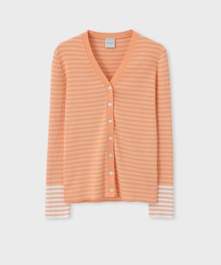 Paul Smith 【洗える】リブ ボーダー カーディガン オレンジ