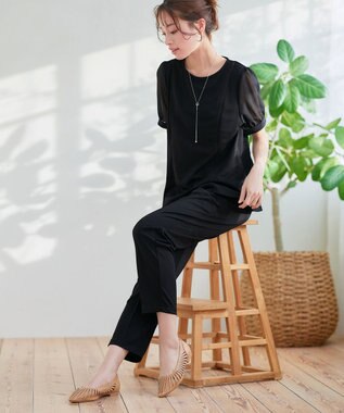 Tiaclasse 【洗える・接触冷感・紫外線ケア・サラごこち】選べるパンツ(テーパード/ワイド） ブラック：テーパード