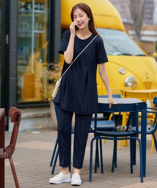 Tiaclasse 【洗える・接触冷感・紫外線ケア・サラごこち】選べるパンツ(テーパード/ワイド） ネイビー：テーパード