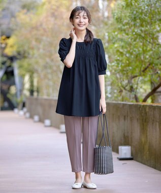 Tiaclasse 【洗える・接触冷感・紫外線ケア・サラごこち】選べるパンツ(テーパード/ワイド） ピンクモカ：ワイド