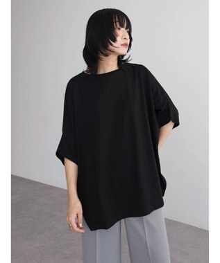 Green Parks 冷っとすずやか　ドルマンカット５分袖プルオーバー Black