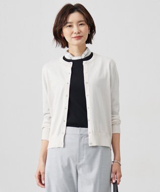 【洗える】BASIC HT COTTON クルーネック カーディガン