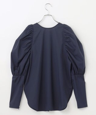 #Newans 【アイロンいらず】ジュリエットスリーブブラウス ネイビー