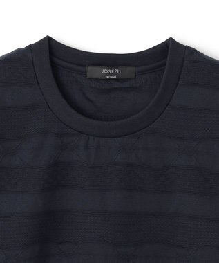 JOSEPH HOMME 新柄【ストレッチ/洗える】ジャガードボーダー　クルーネックTシャツ ネイビー系