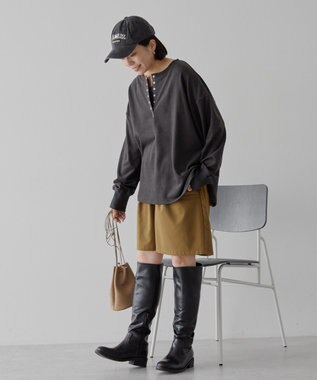 AMERICAN HOLIC ソフトタッチヘンリーネックプルオーバー Charcoal Gray