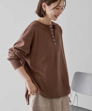 AMERICAN HOLIC ソフトタッチヘンリーネックプルオーバー Brown