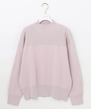 ANY SIS 【洗える】リブコンビボタン ニット ローズグレー