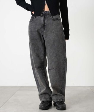 WEGO 【キッズITEM】イージーバレルレッグデニムパンツ（JUNIOR） デニムブラックソノタ