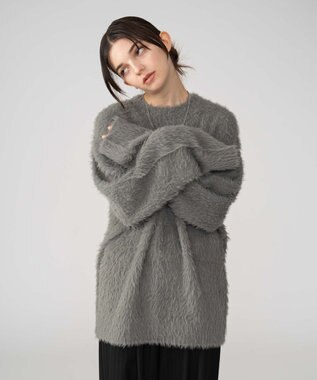 WEGO 【2025秋冬新作/ユニセックス着用ITEM/MLサイズ展開】フェザーニットプルオーバー グレー