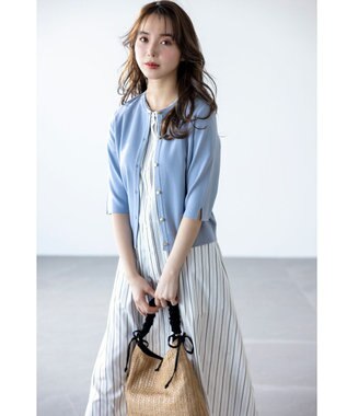 ANY SIS L 【2SET】シャツワンピ × ニット セット オフストライプ×シャンパン