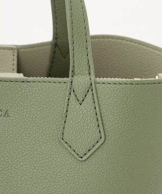 LA BAGAGERIE 【MONICA】バイカラーミディトートバッグ グリーン