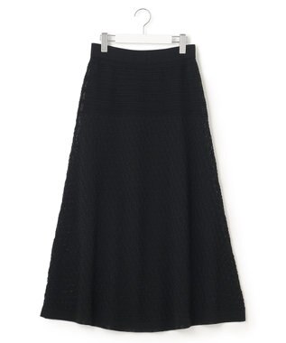 23区 【洗える】リネンコットンドライ ニットフレア スカート ブラック系