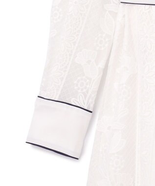 GRACE CONTINENTAL ストライプフラワー刺繍ワンピース ホワイト