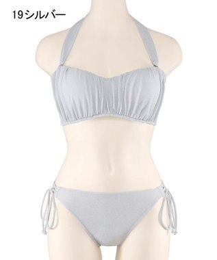 San-ai Resort（三愛水着楽園） 軽い着け心地でしっかり盛れる【楽盛り水着】　ラメギャザーワイヤー水着　9M　【San-ai Resort（サンアイリゾート）】 シルバー