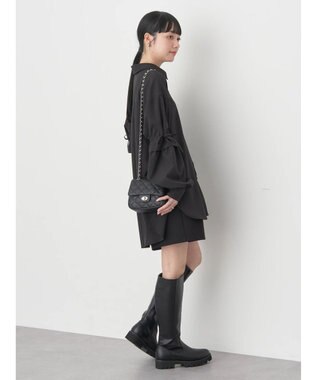 earth music&ecology ギャザースリーブシャツ Black