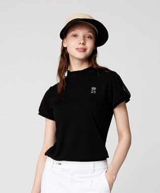 23区GOLF 【WOMEN】チュール袖 モックネックプルオーバー ブラック系