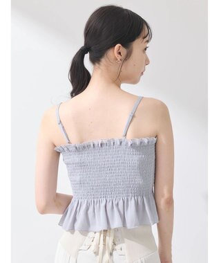 earth music&ecology ＳＥＴ２点キャンディースリーブブラウス＋インナー Grayish Blue