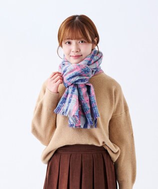 MOONBAT 【洗える】estaa ツィーディー大判ストール バンピーチェック 幅65cm ライトグレー