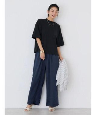 AMERICAN HOLIC モックネック５分袖カットプルオーバー Black