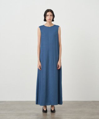 ATON VISCOSE CLOTH | バックギャザードレス NAVY