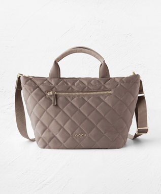 TOCCA TRACE PAVE FASTENER TOTE ナイロンキルトバッグ べージュ系