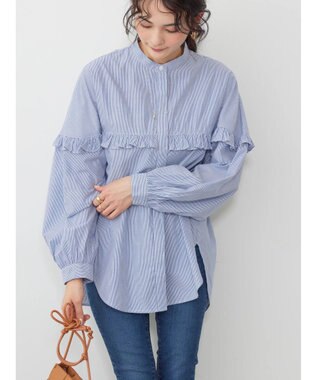 AMERICAN HOLIC フリルバンドカラーシャツ Stripe