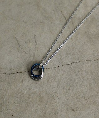 WEGO ミニトリプルリングチェーンネックレス ブルー