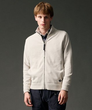 JOSEPH ABBOUD MOUNTAIN 【軽量/ソフト】ニットフリース スタンド ジップ ニット ライトグレー系