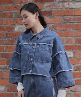 Green Parks ・ＤＯＵＢＬＥ　ＦＬＡＧＳ　フレアスリーブＧジャン Indigo