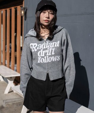 WEGO グラフィックジャガードニットZIPパーカー