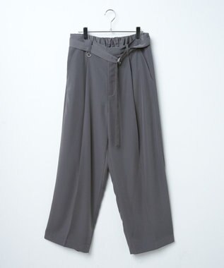 WEGO トロミ　ベルト付きワイドスラックス ダークグレー