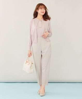 ANY SIS 【洗える】スムースボウタイ ニット ペールピンク