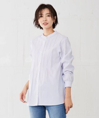  【洗える】 BEZ VEGA ピンタック ストライプ ブラウス