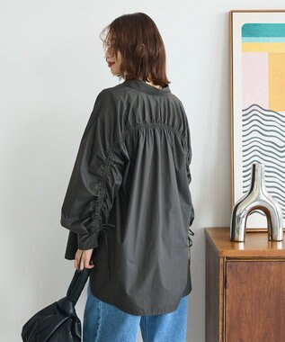 Green Parks イージーケア袖シャーリングシャツ Charcoal Gray