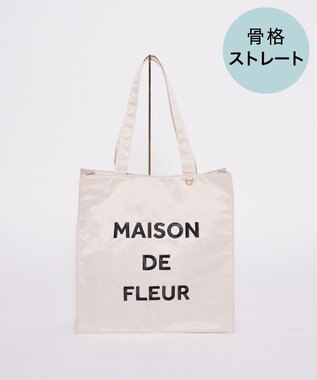 Maison de FLEUR サテンパールブランドロゴ刺繍トートバッグ Light Beige