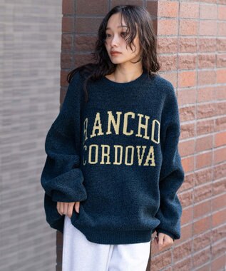 WEGO 【ユニセックス着用ITEM】ベロアモールグラフィックプルオーバー ネイビー