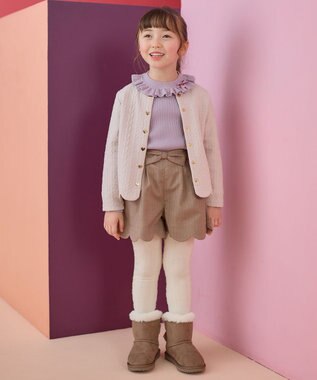 ANY KIDS ふくれ ジャガード カーディガン ミルクティー