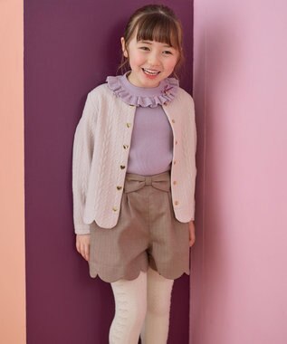 ANY KIDS ふくれ ジャガード カーディガン ミルクティー