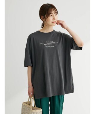 Green Parks バックフォトプリント半袖チュニック Dark Gray