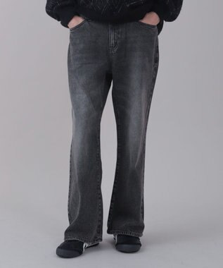 WEGO 【ユニセックス着用ITEM/ウエスト調整可】フレアデニムパンツ