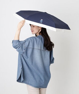 MOONBAT 【WEB限定】POLO RALPH LAUREN(ポロ ラルフローレン) 晴雨兼用日傘 折りたたみ傘 コンパクト ポロベア 一級遮光 遮熱 UV ネイビー×オフ