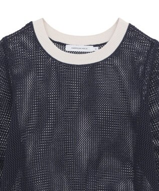 AMERICAN HOLIC メッシュニットリンガーＴシャツ Navy