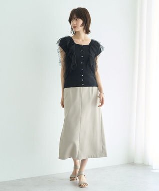 YECCA VECCA ポケットデザインナロースカート Light Beige